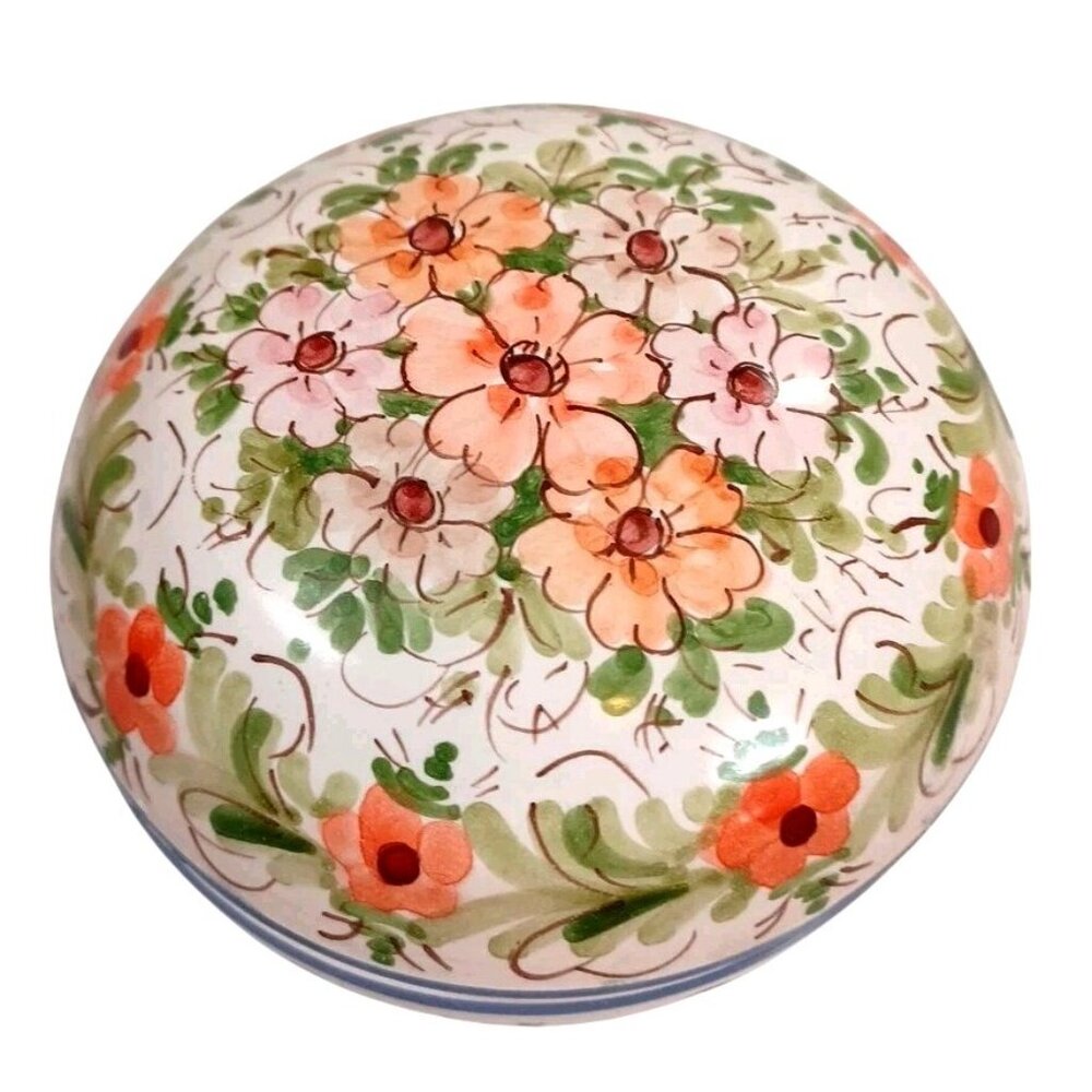Vtg OOAK Spain Victorian Hand Painted Daisies Trinket Jewely Box Porcelain - Picture 2 of 8